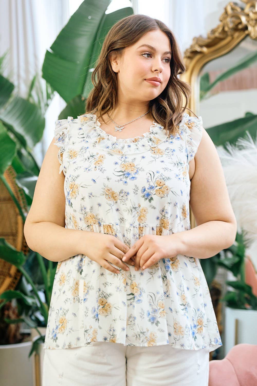 Floral Ruffle Top