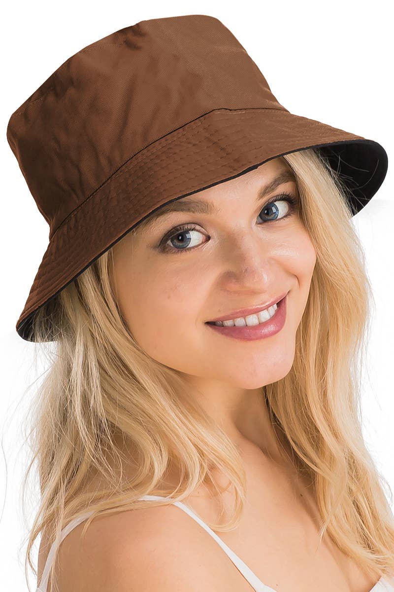 Solid Reversible Black Bottom Cotton Bucket Hat