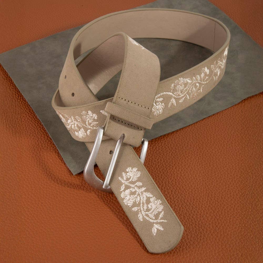 Embroidered Flower Vine Belt