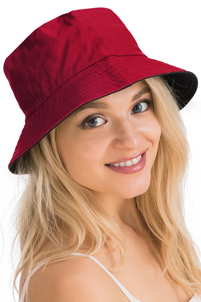 Solid Reversible Black Bottom Cotton Bucket Hat