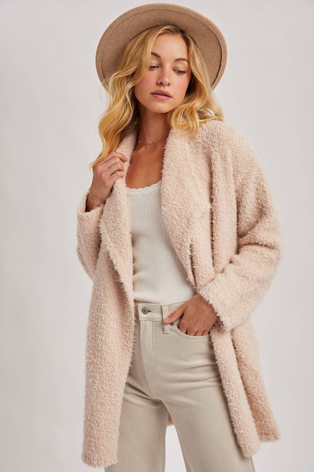 Soft Fuzzy Drape Cardigan