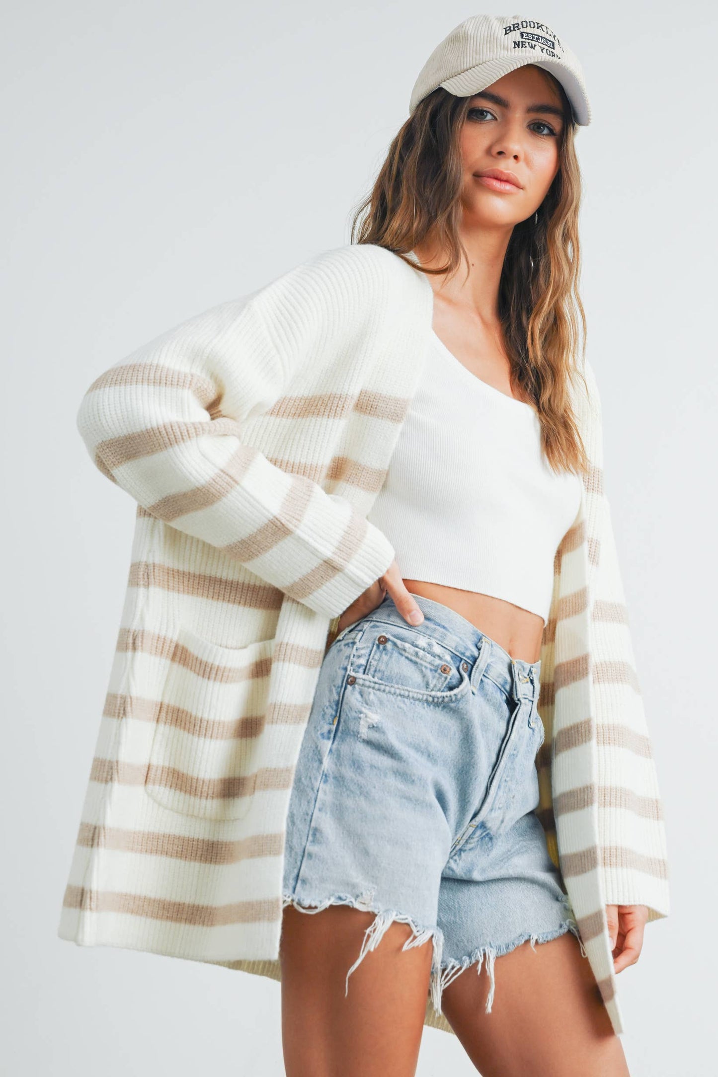 Knitted Stripe Maxi Cardigan