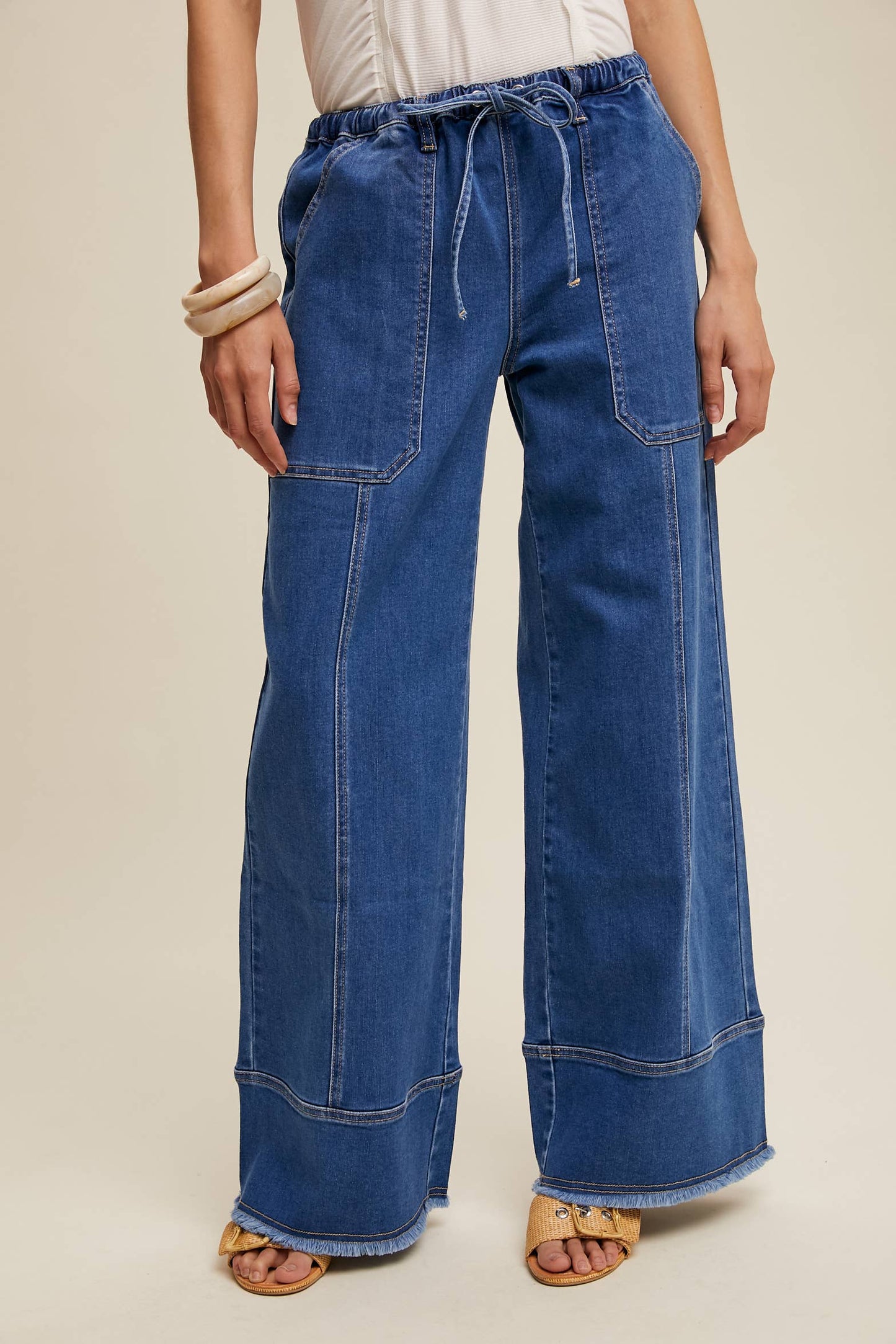 Relaxed Wide-Leg Denim Pants