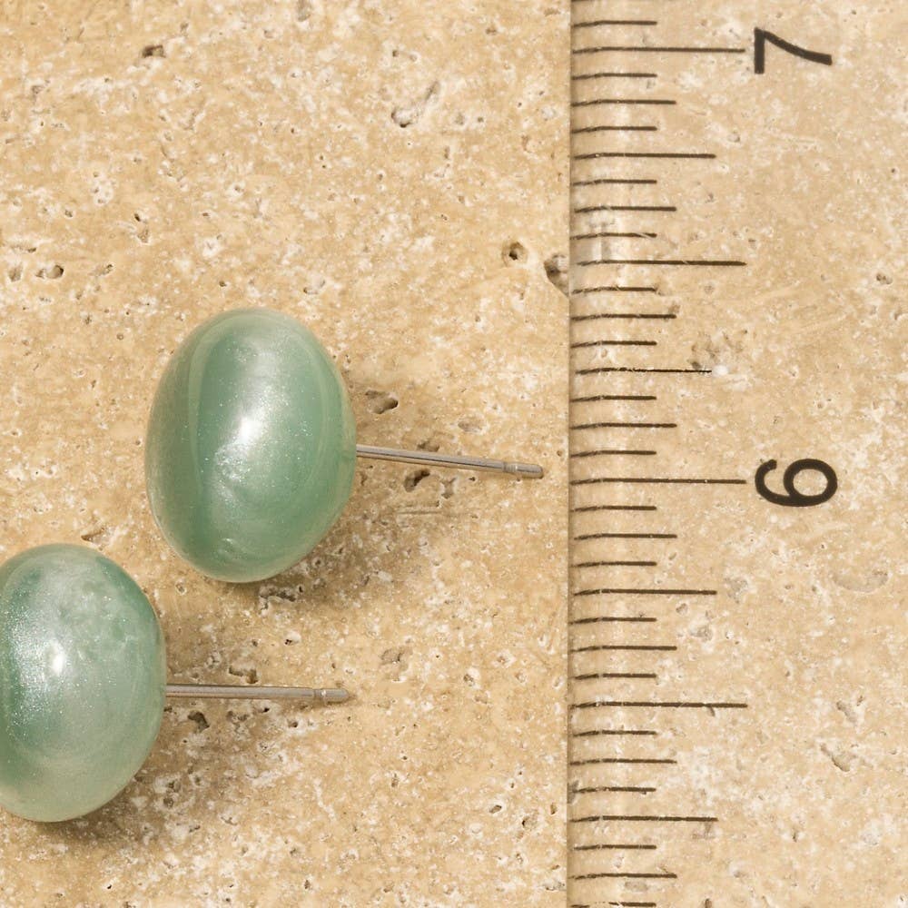 3 Pair Flattened Acrylic Ball Stud Earrings