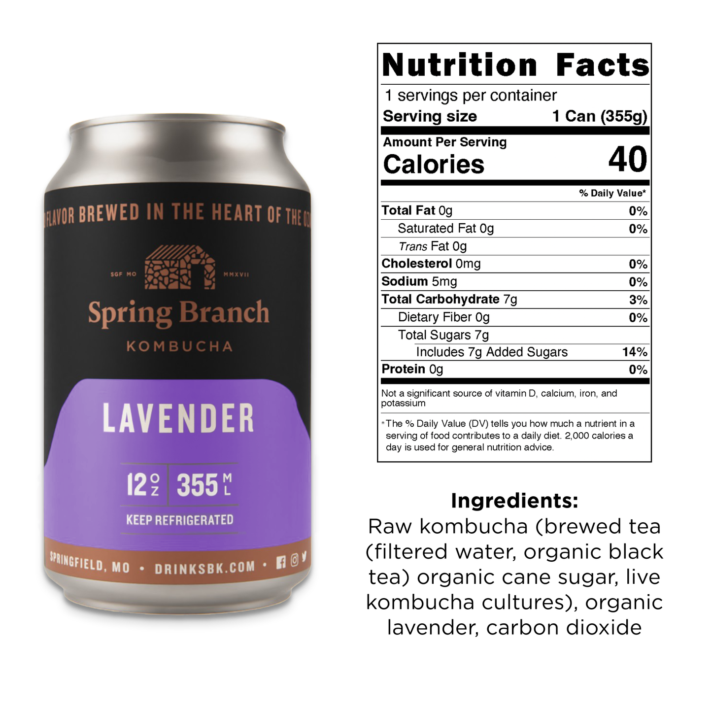 Lavender Kombucha, 12 oz