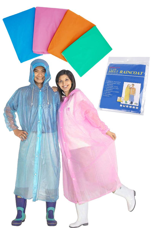 Button Down Thin PEVA Poncho Raincoat - Unisex