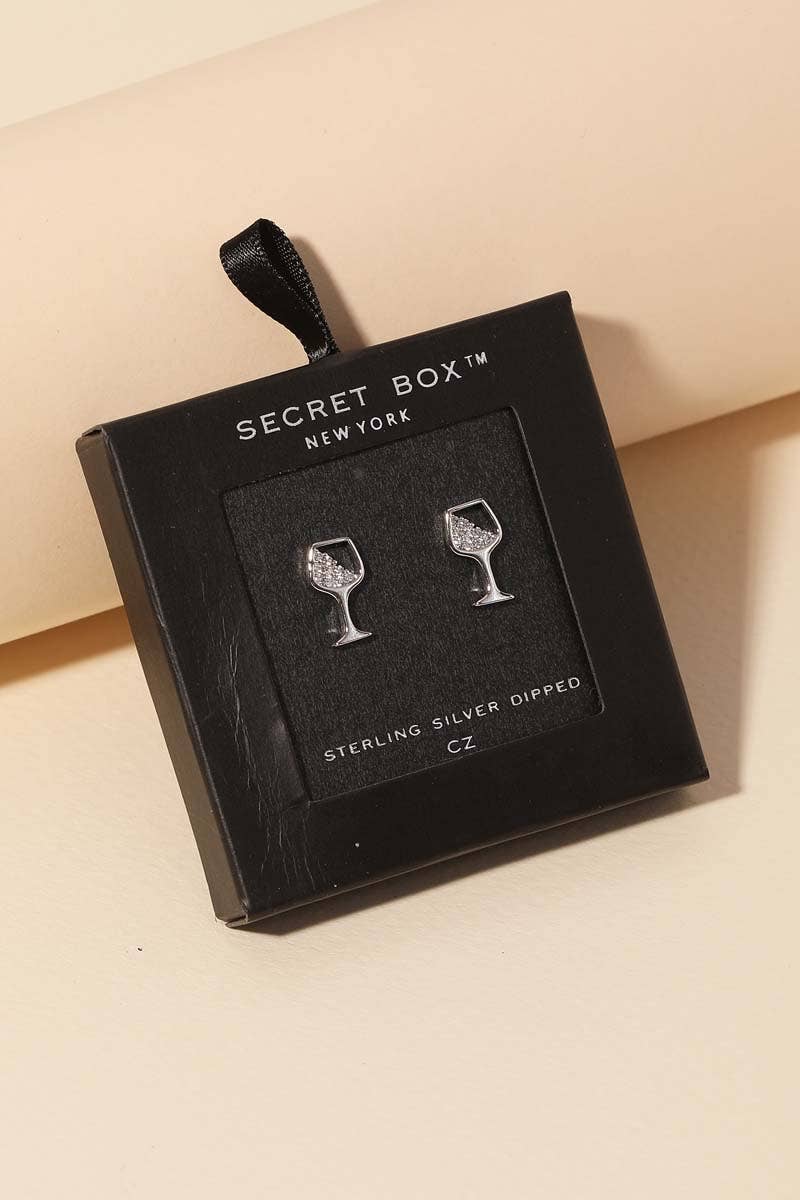 Secret Box Gold Dipped Wine Glass Stud Earrings