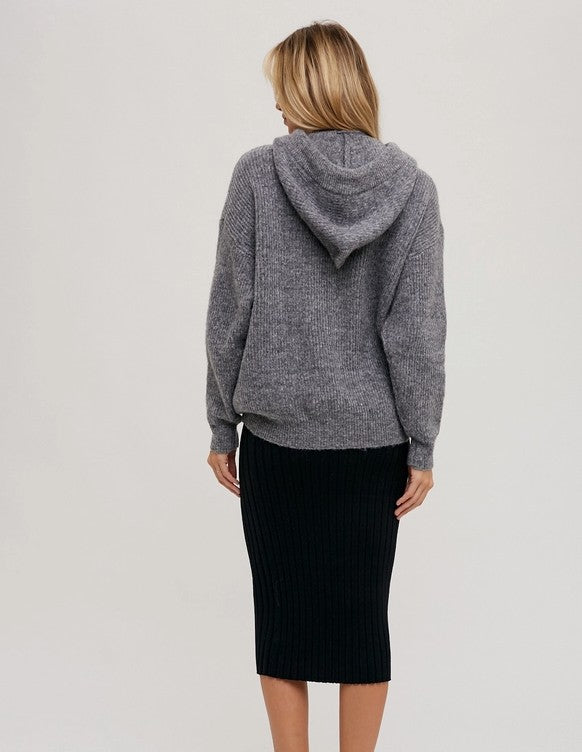 Ribbed Knit Sweater Hoodie