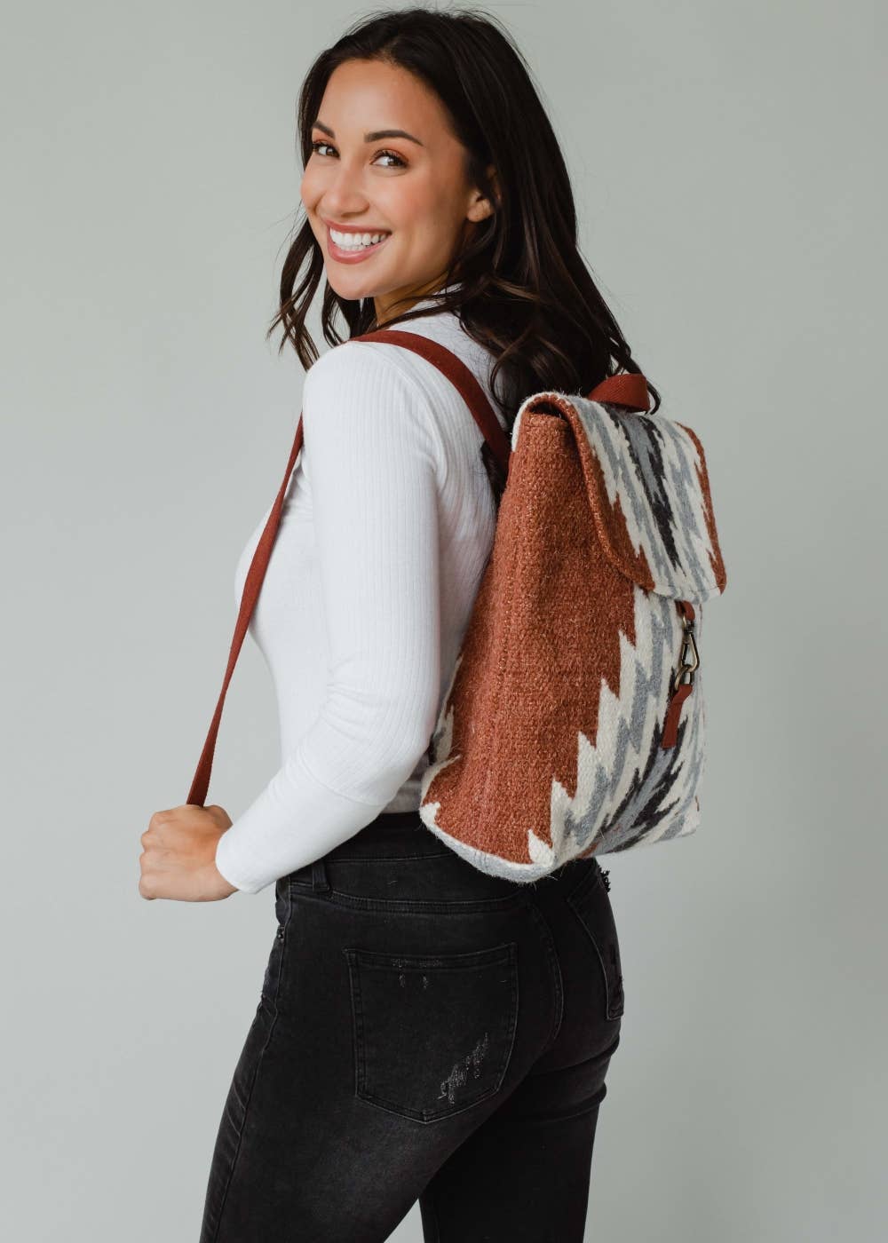Rust, Cream & Gray Aztec Backpack