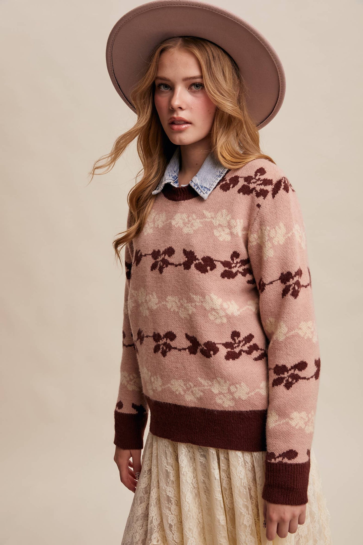Floral Jacquard Knit Pullover