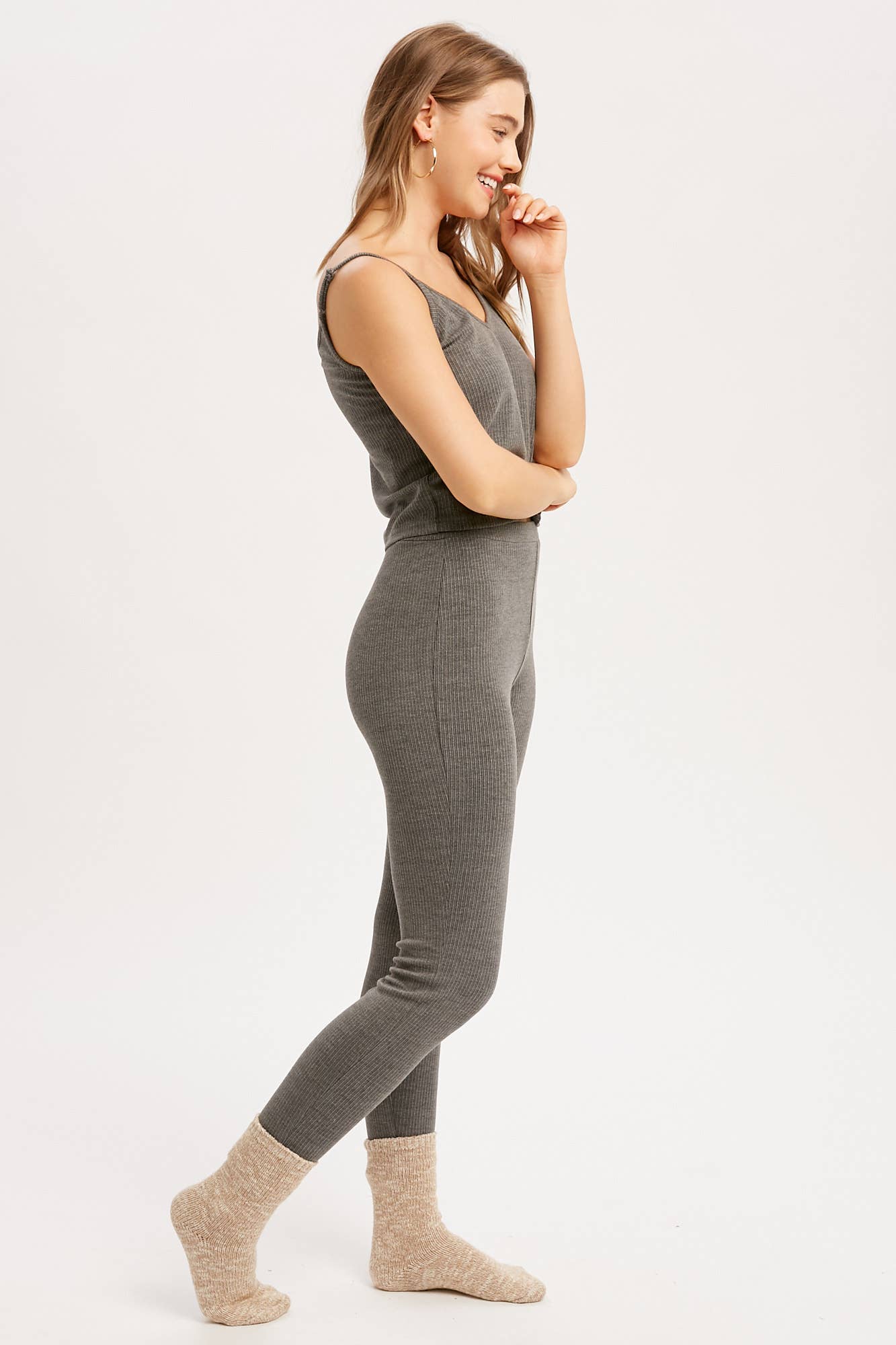 Ribbed Knit Cami & Leggings Lounge Set