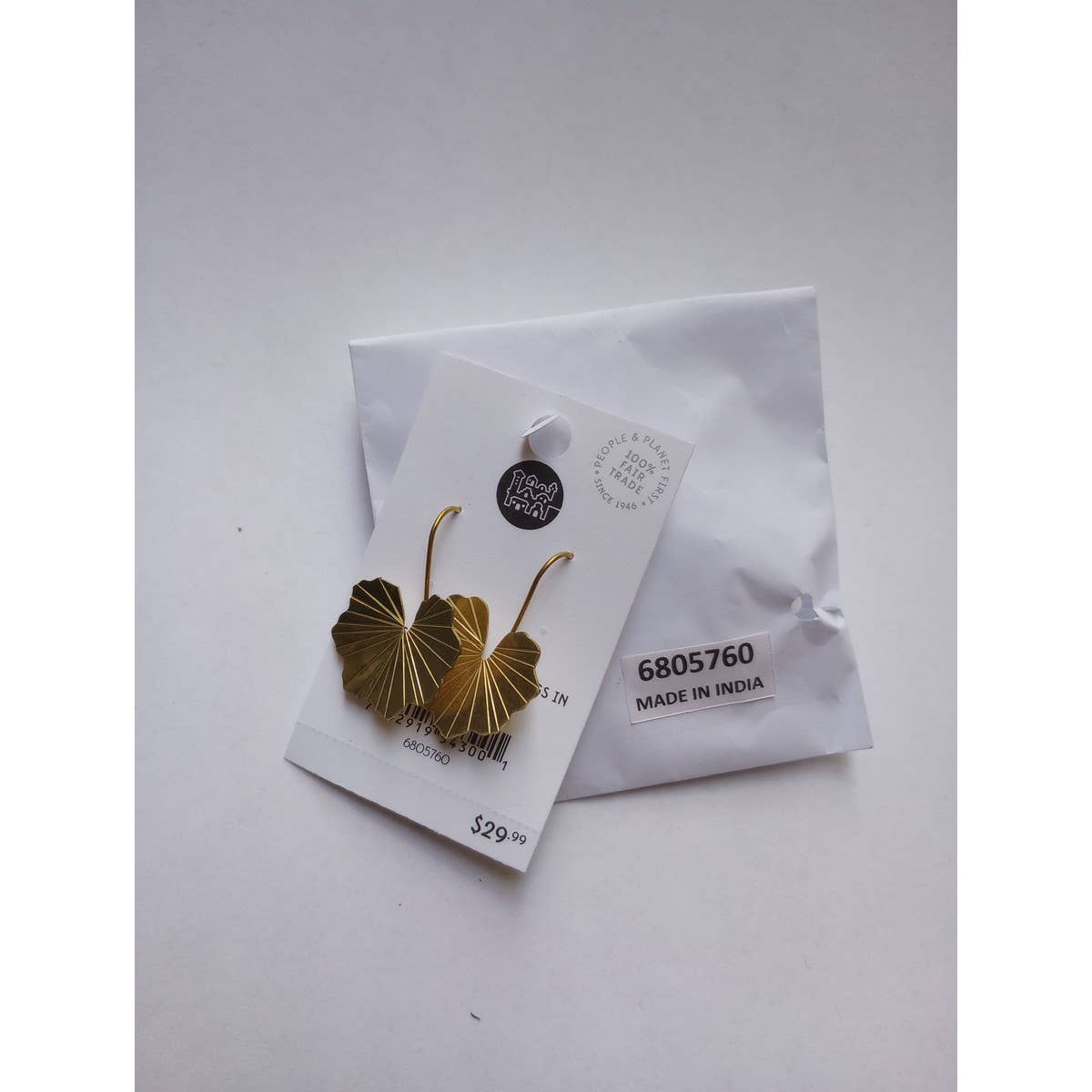 Lotus Leaf Drop Earrings in Brass