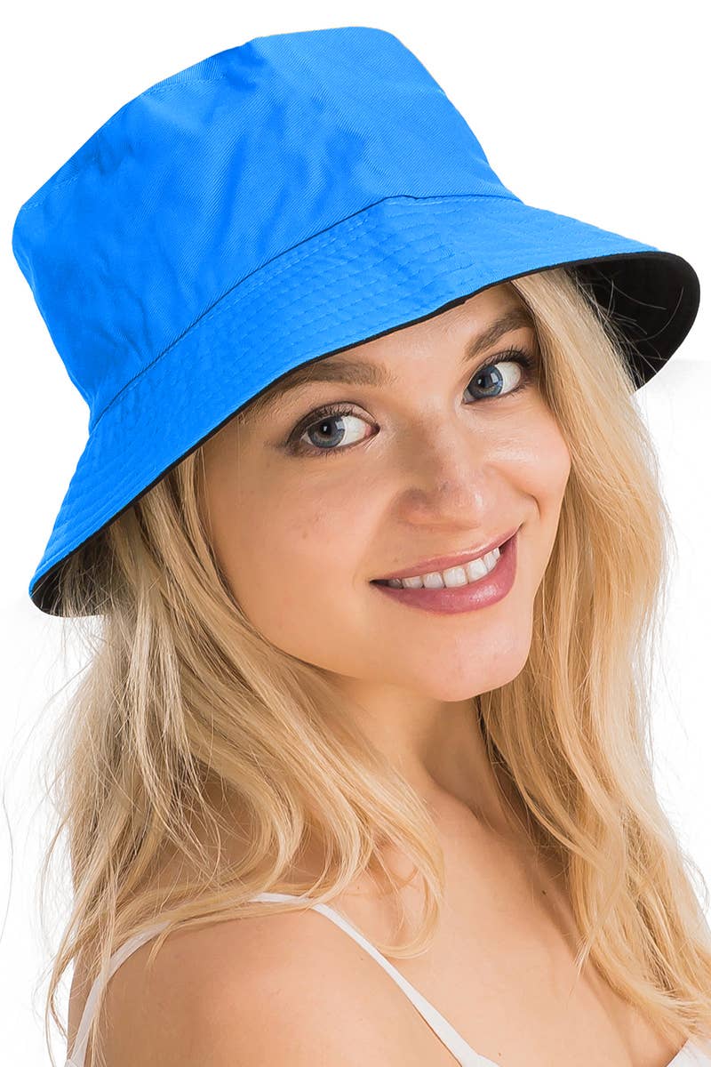 Solid Reversible Black Bottom Cotton Bucket Hat