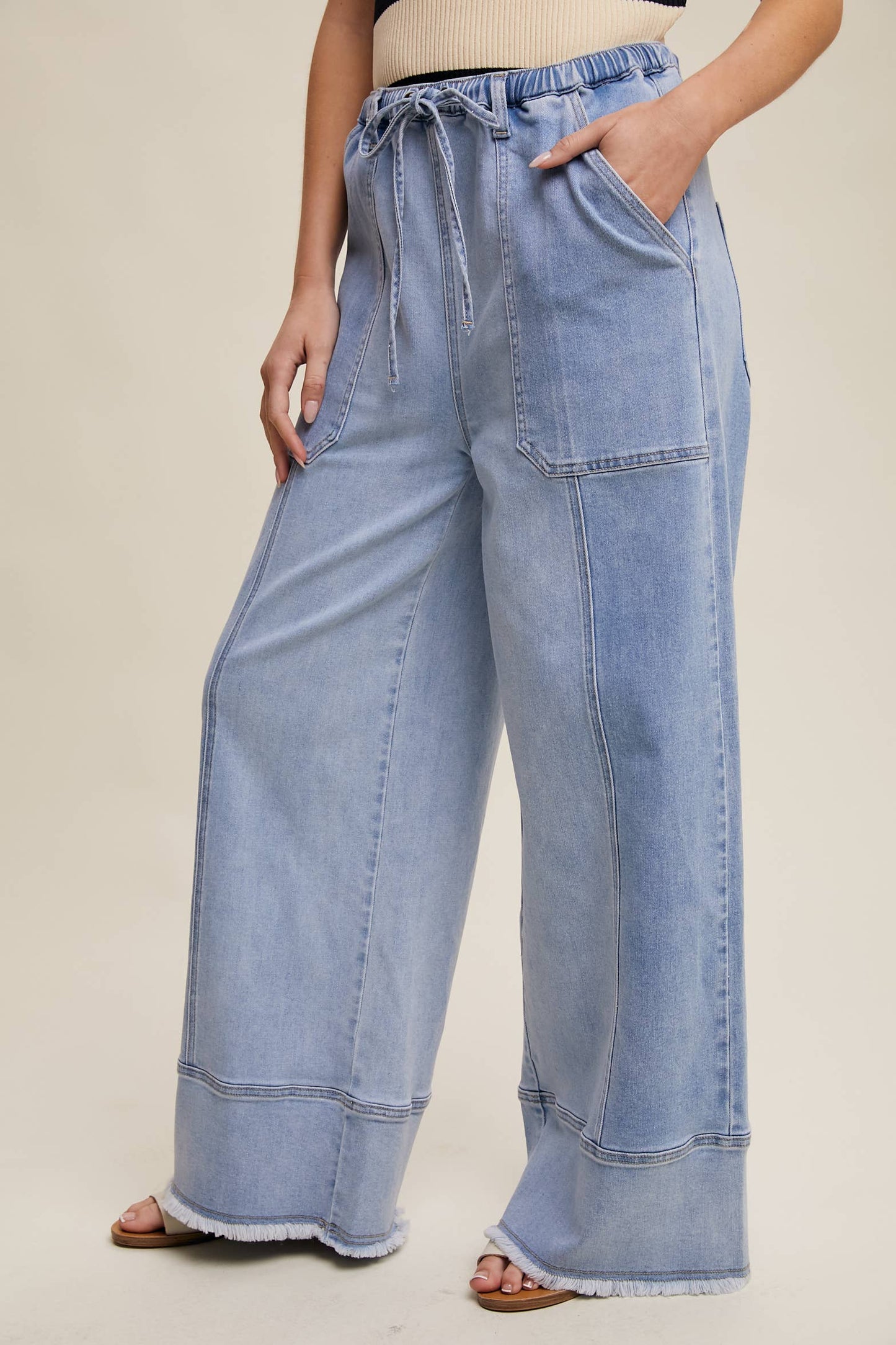 Relaxed Wide-Leg Denim Pants