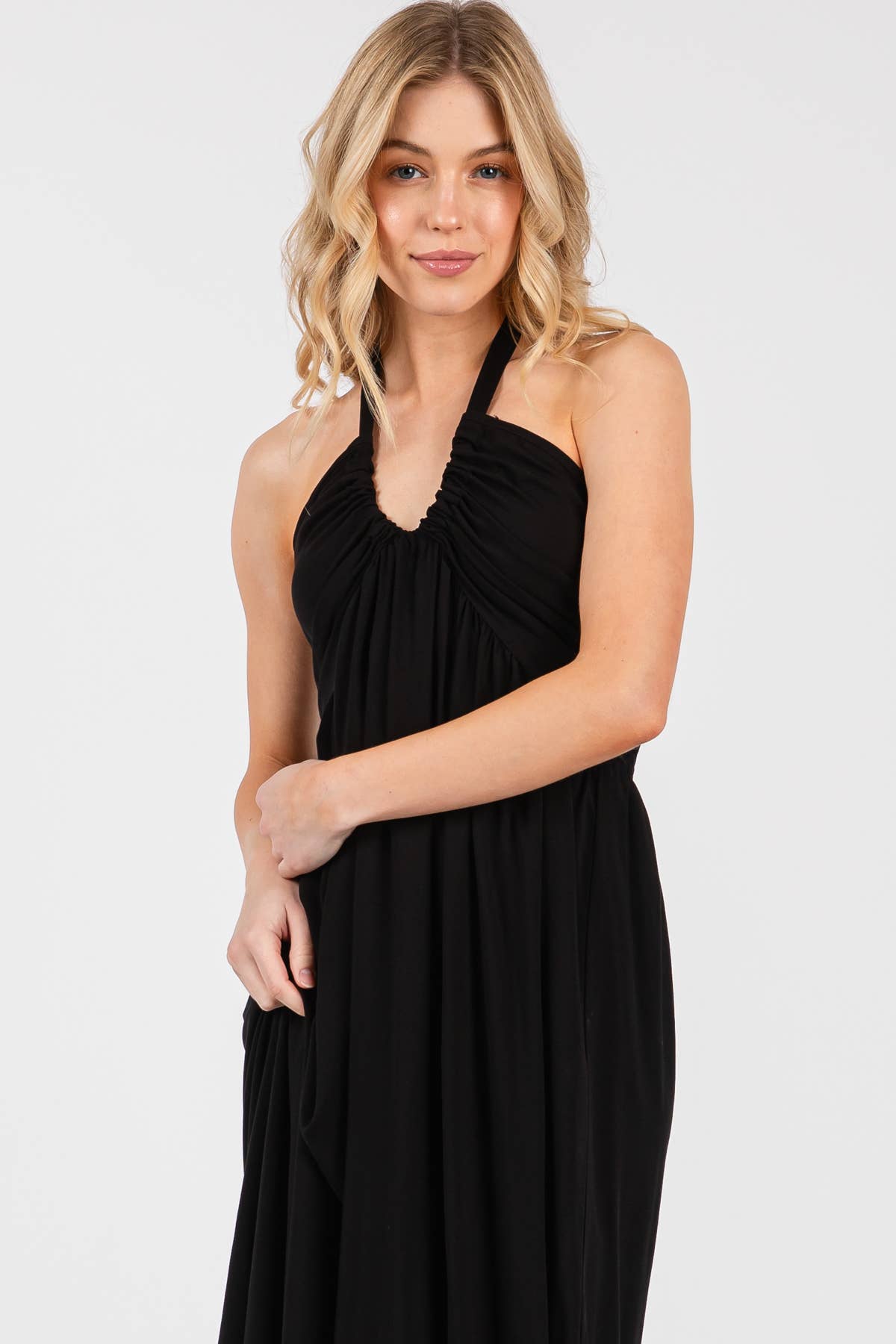 Halter Neck Shirring Dress