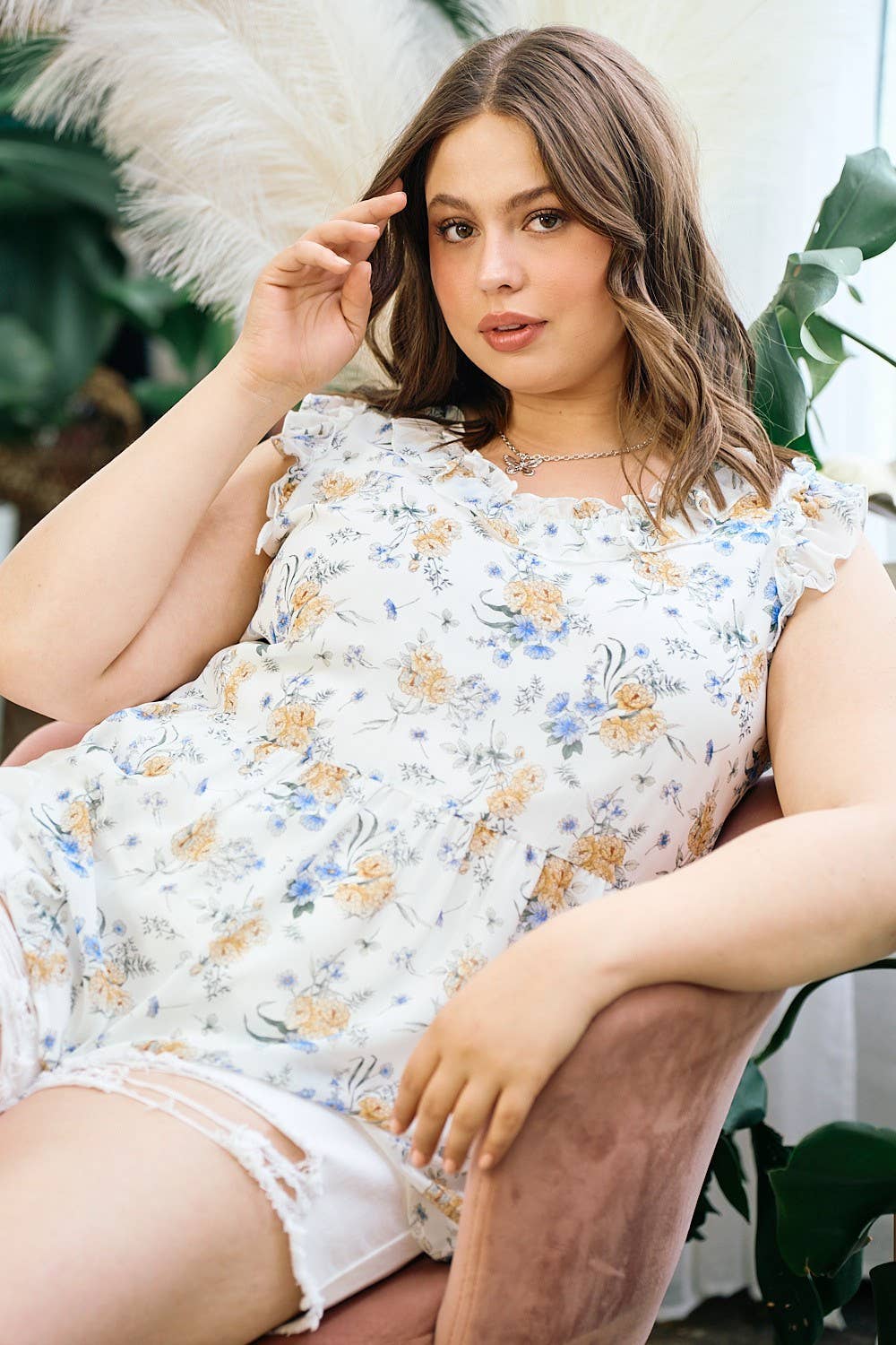 Floral Ruffle Top