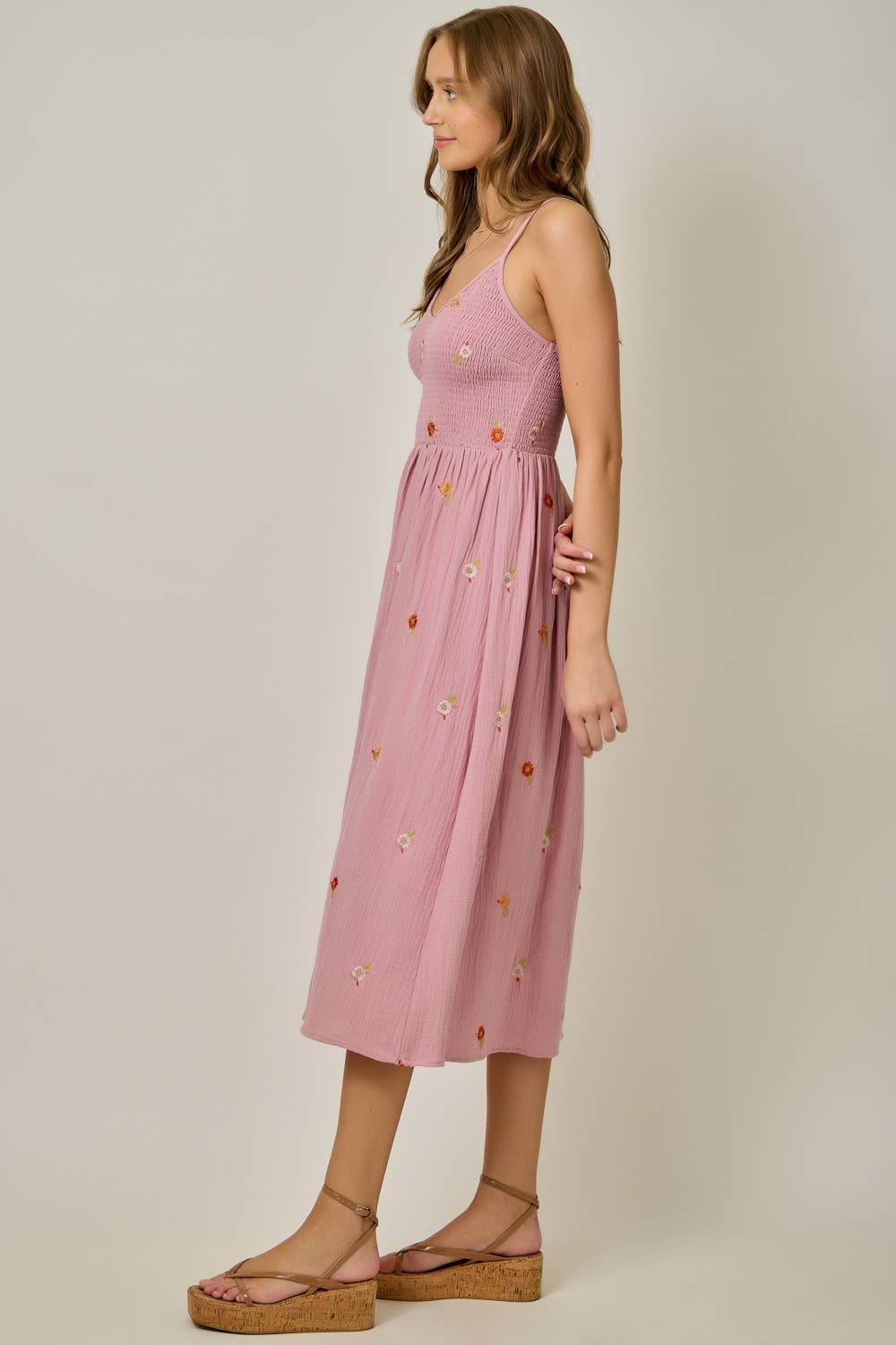 Floral Embroidered Gauze Dress