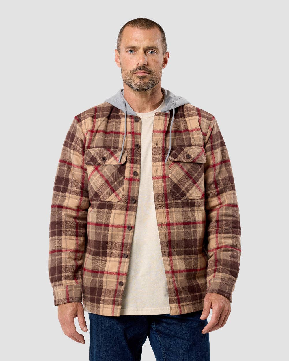 Men's Hooded Flannel Zip-Up Shirt Jacket