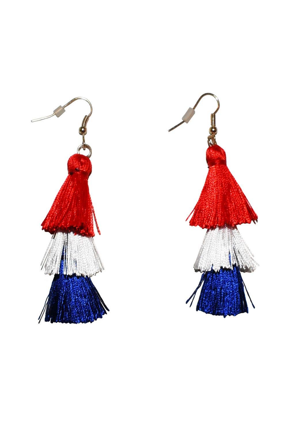 USA Patriotic Tassel Earrings