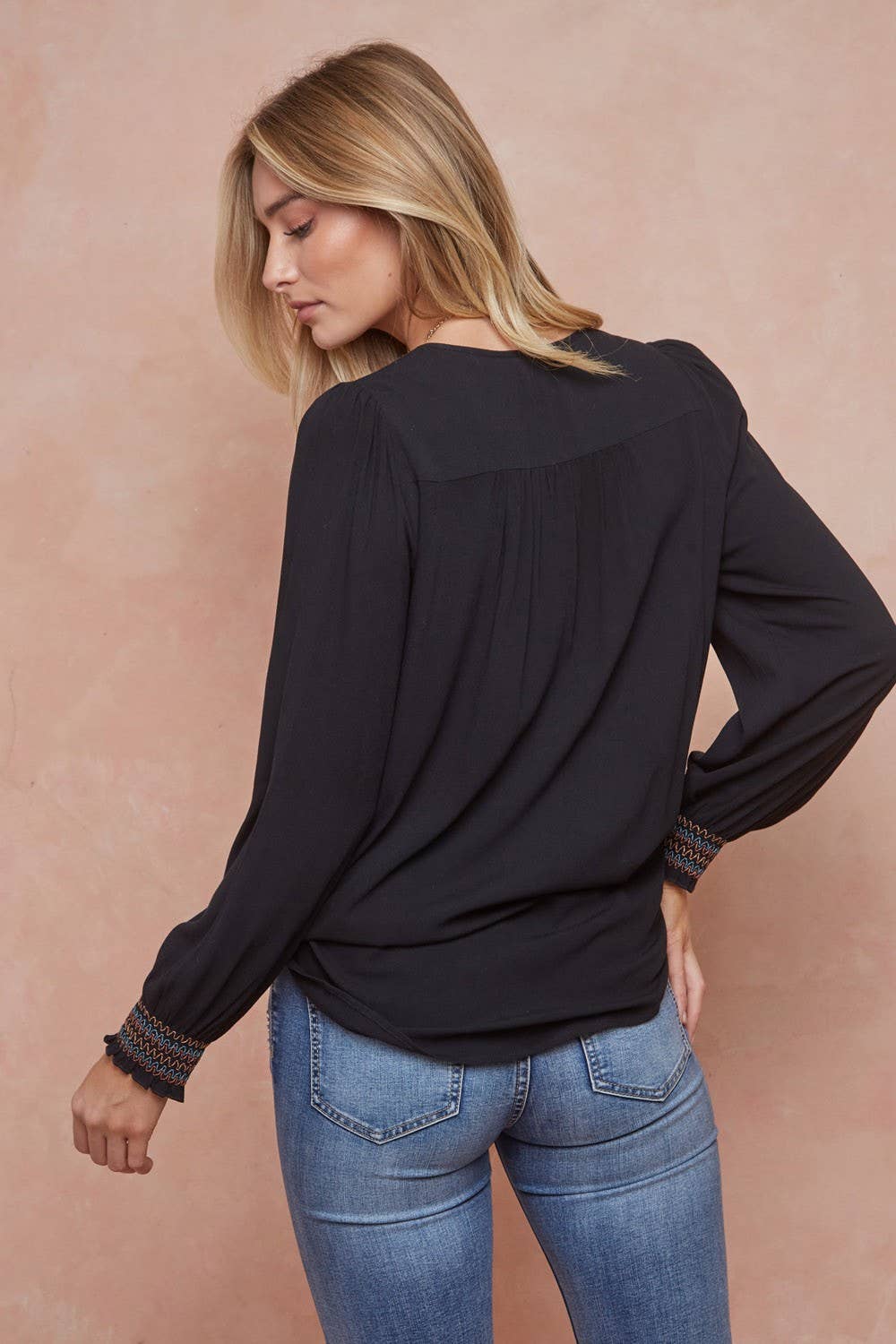 Embroidered Smocked Blouse
