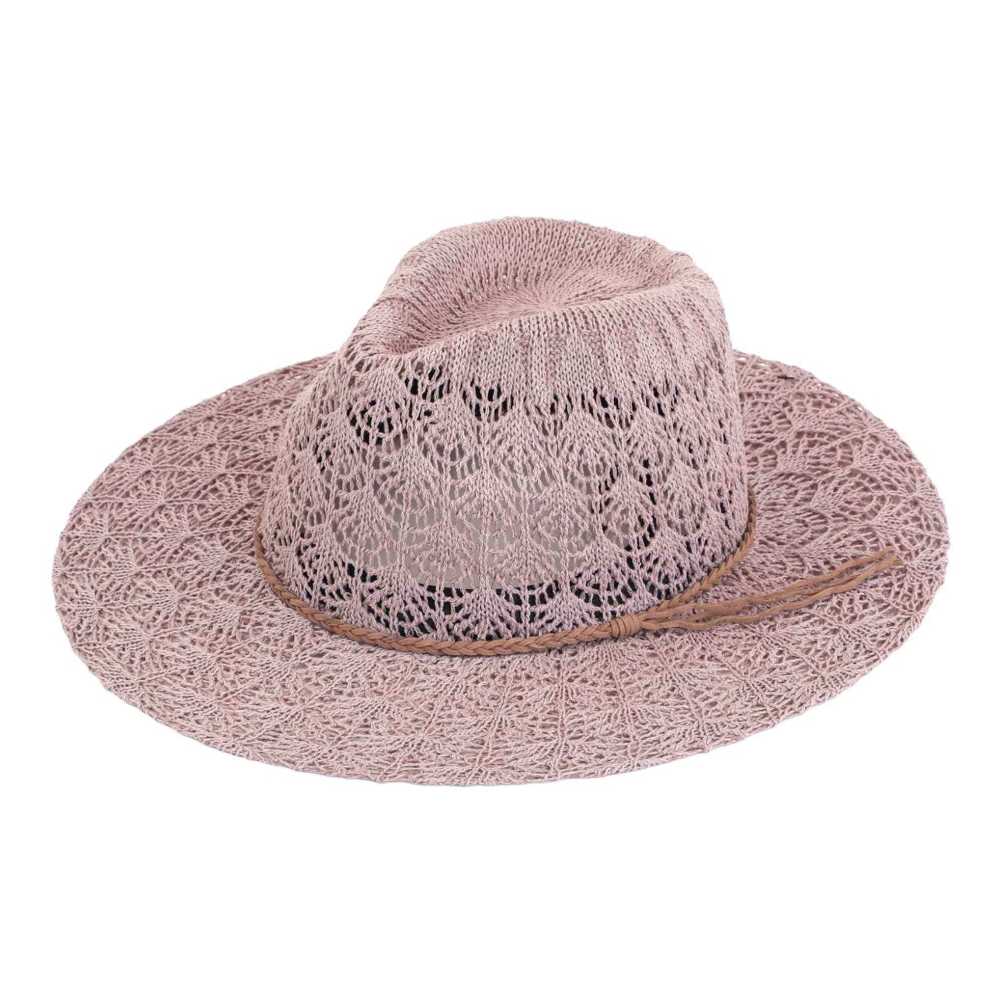 Lace With Braided Suede Trim Panama Hat