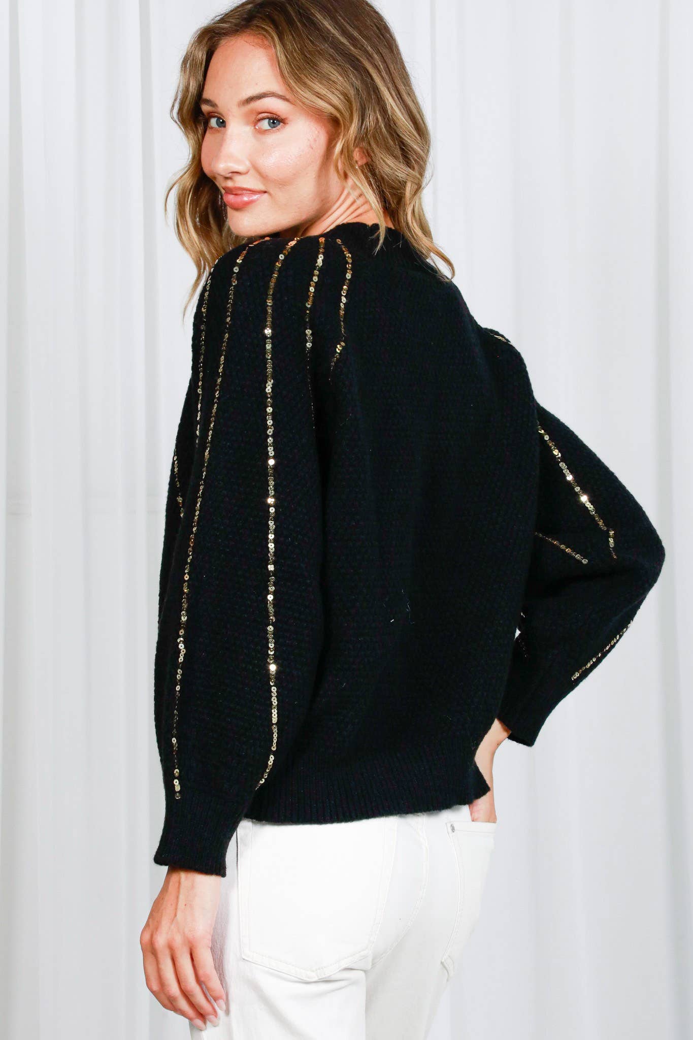 Sequined Dolman Sleeve Sweater