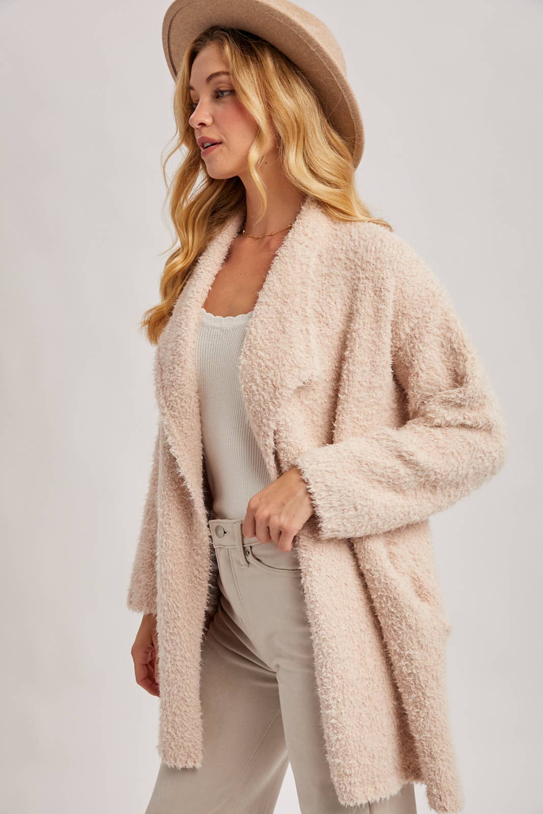 Soft Fuzzy Drape Cardigan