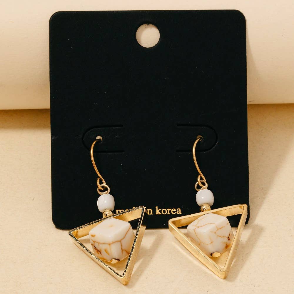 Cube And Triangle Dangle Drop Earrings
