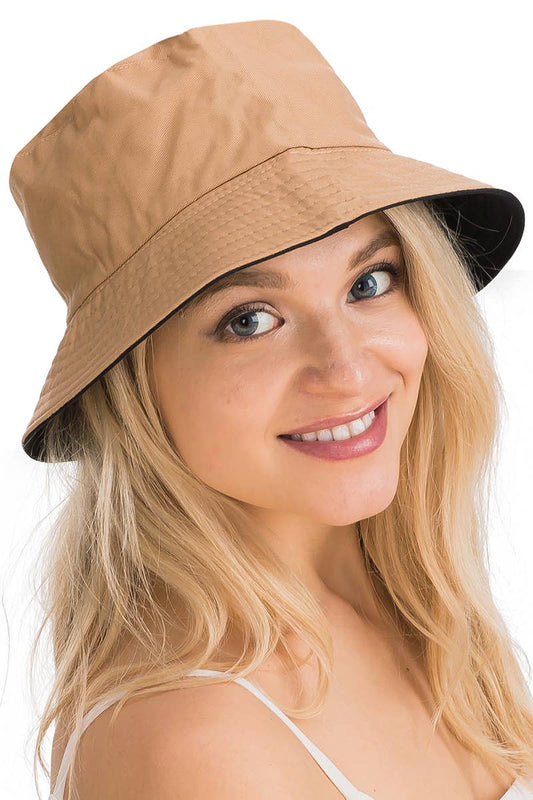 Solid Reversible Black Bottom Cotton Bucket Hat