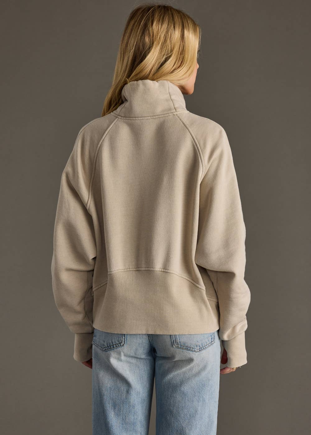 Tan Quarter Zip Sweatshirt