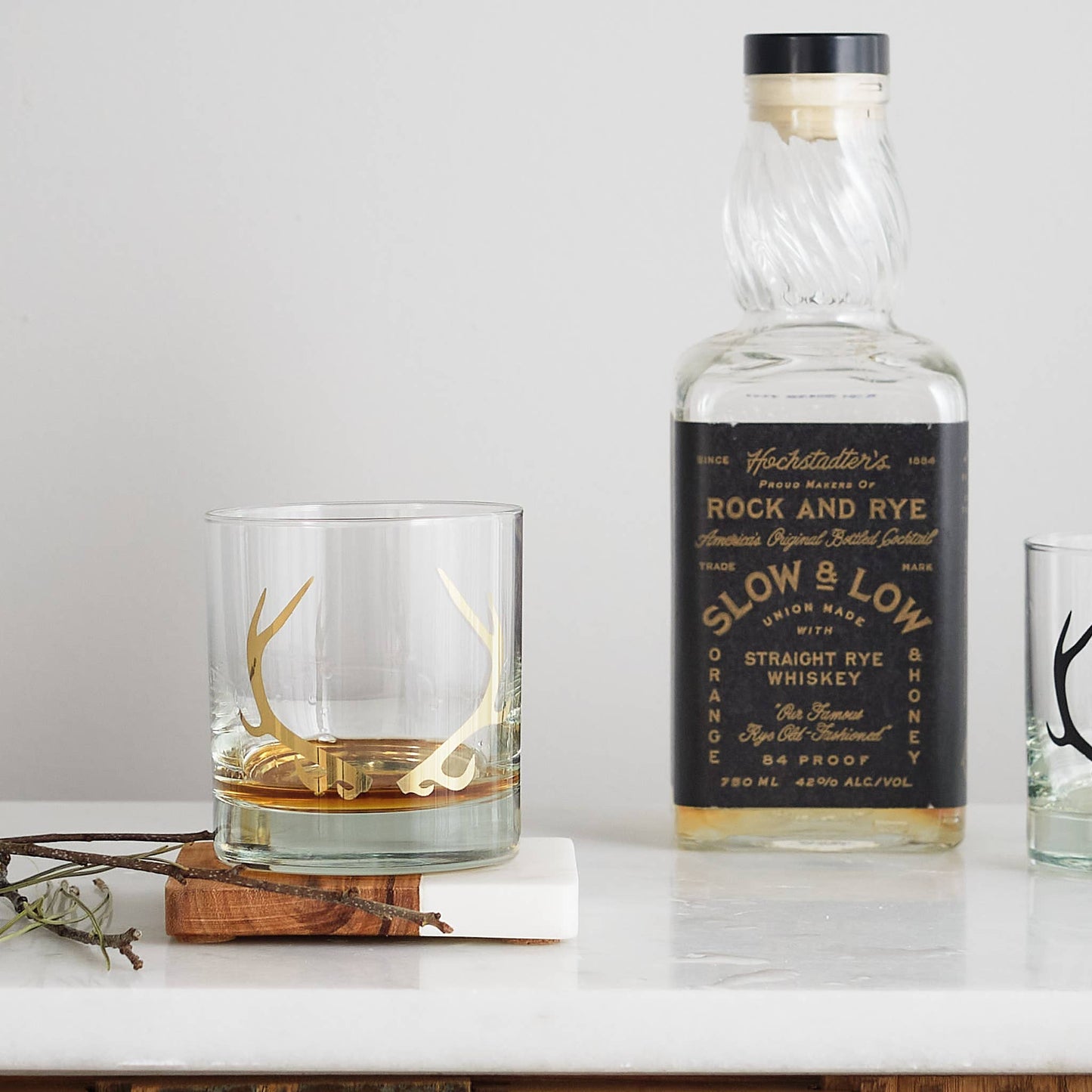 Antler Glassware, 20K Gold Rocks