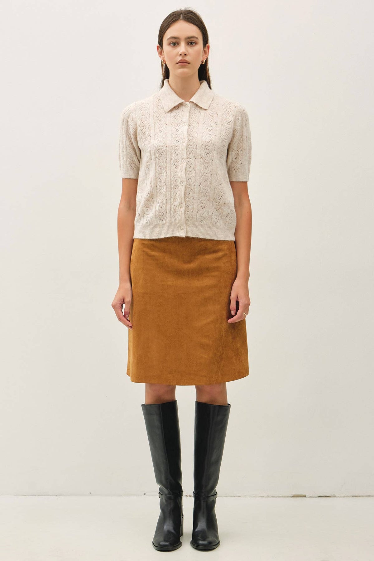 Desert Fox Faux Suede A-Line Skirt