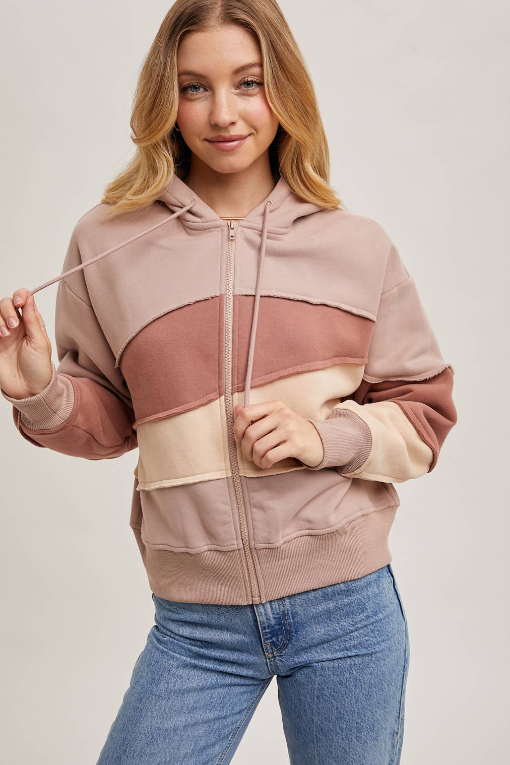 Patchwork Zipper Hoodie Jacket