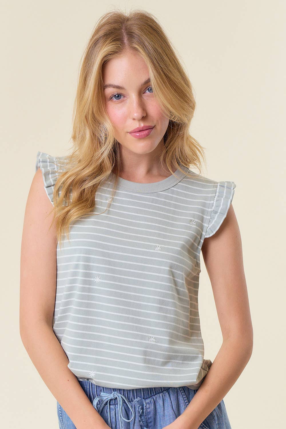 Ruffle Sleeveless Floral Tank