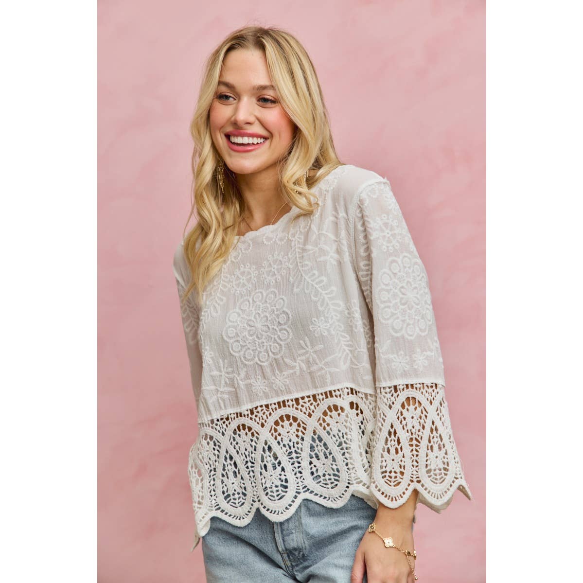 Embroidered Crotchet Boho Top