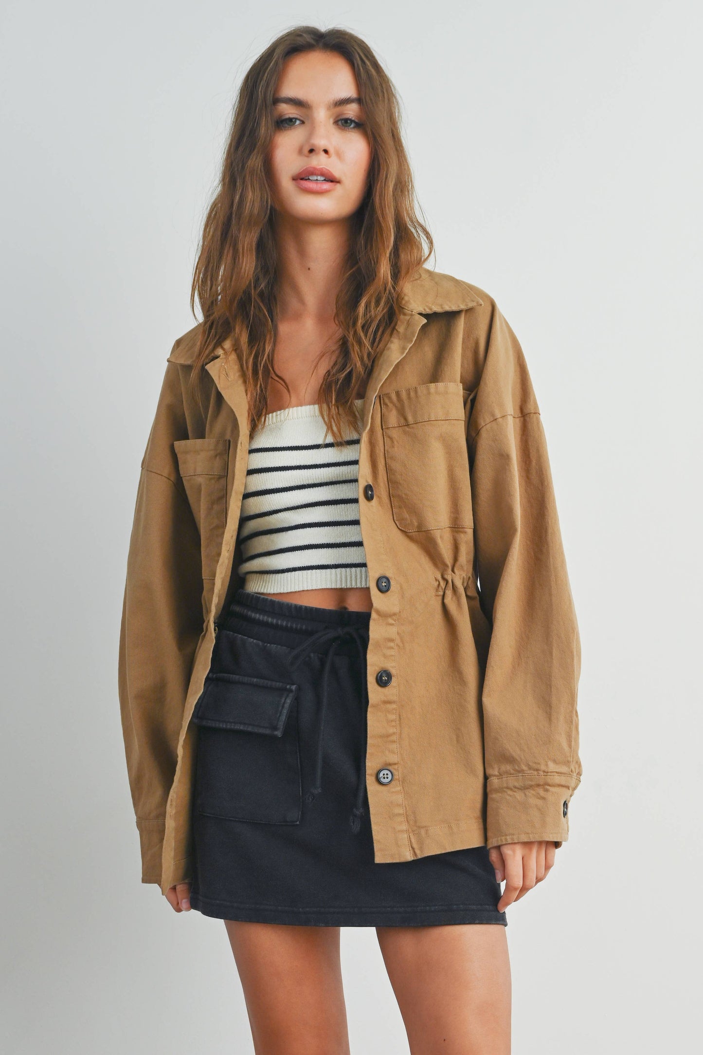 Fall Adjustable Waist Cotton Jacket