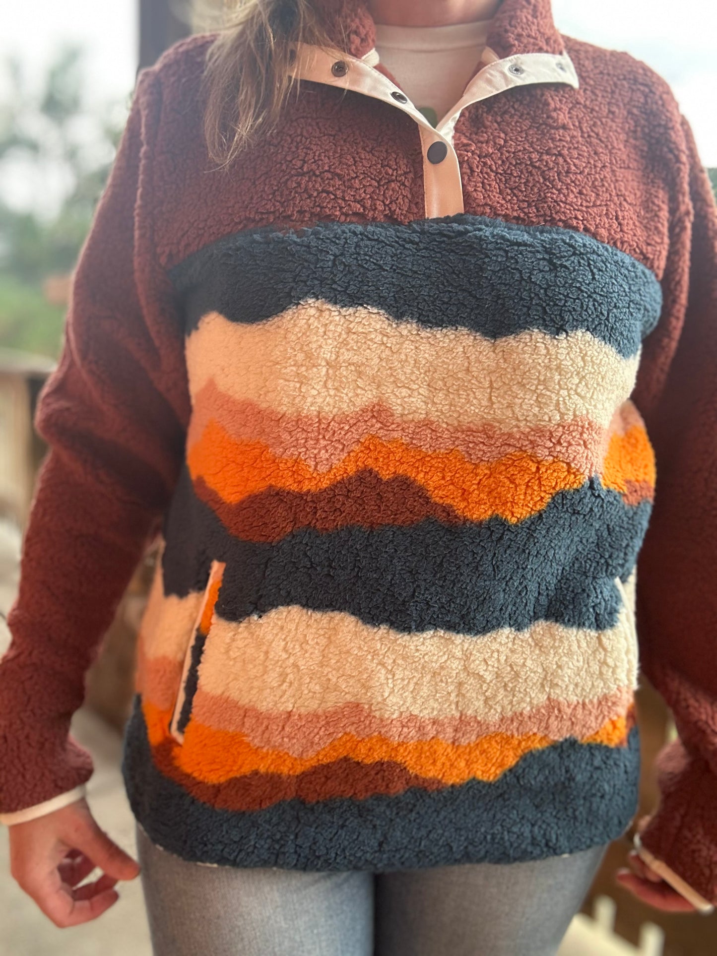 Retro Rockies Sherpa Pullover