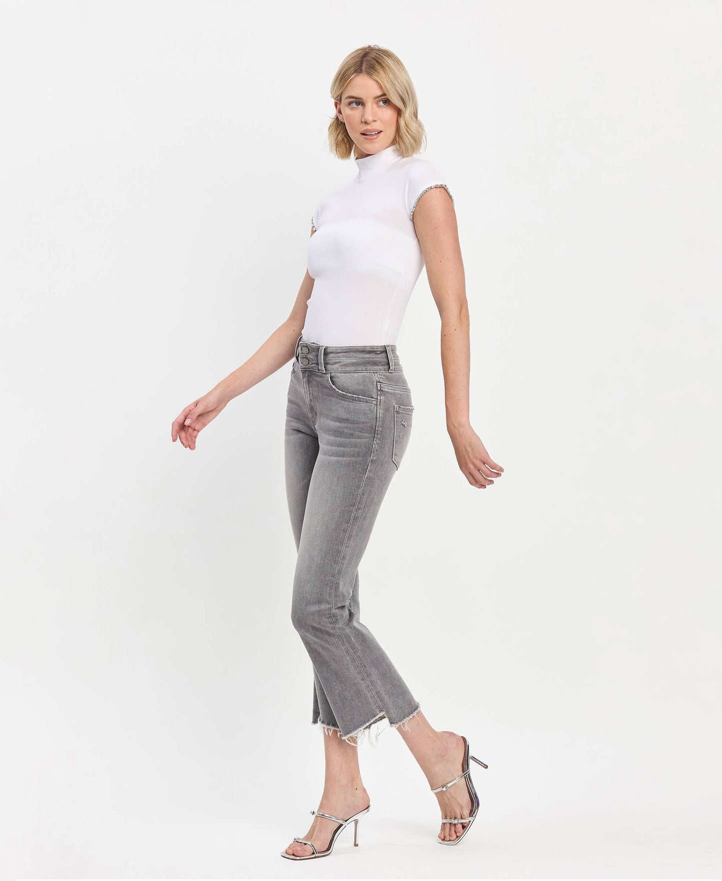 High Rise Bootcut Cropped Jeans
