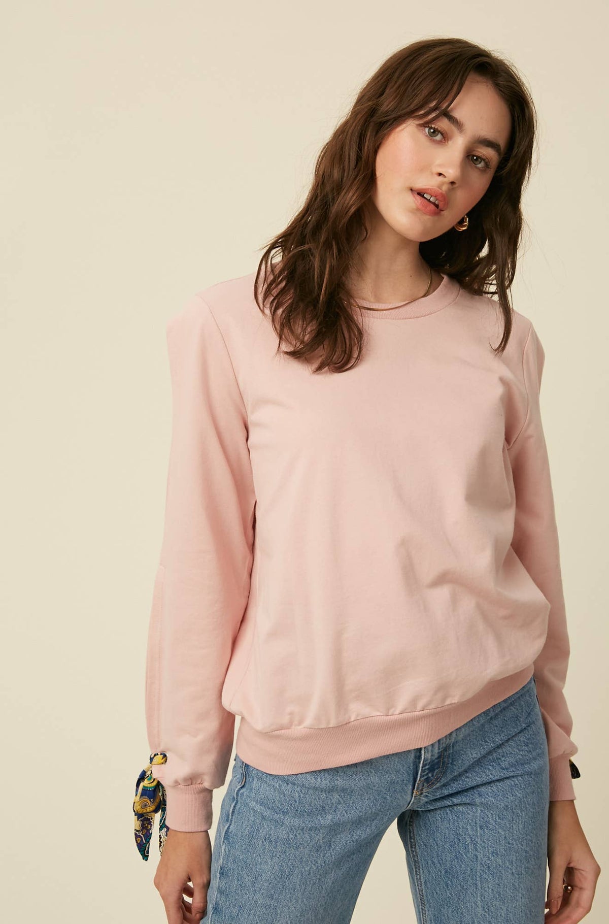 COMING SOON - Scarf Tie Sleeve Sweatshirt