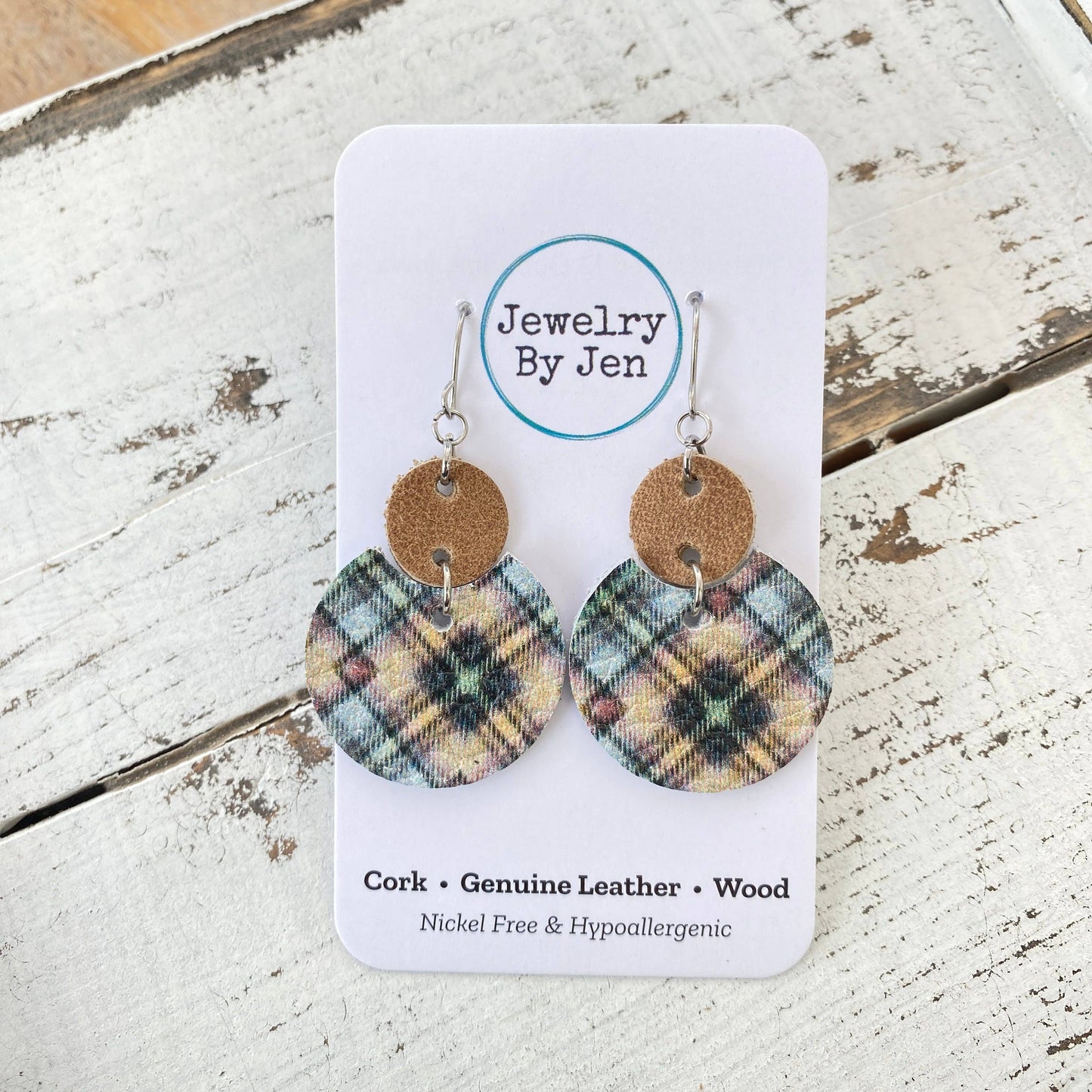 Luna Earrings (Medium): Tartan Plaid