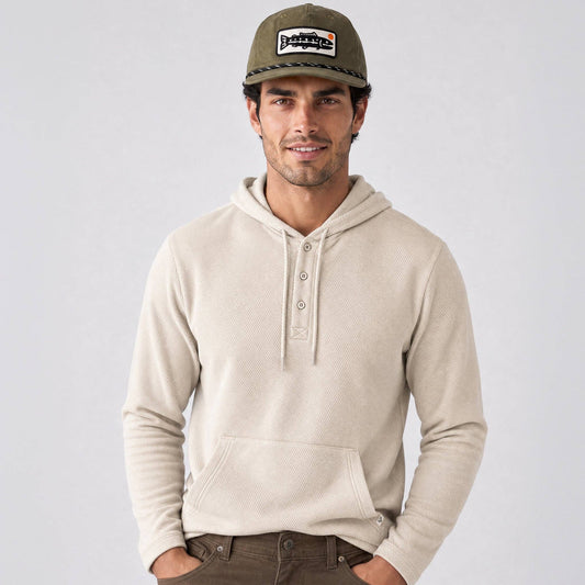 Henley Stretch Flannel Hoodie