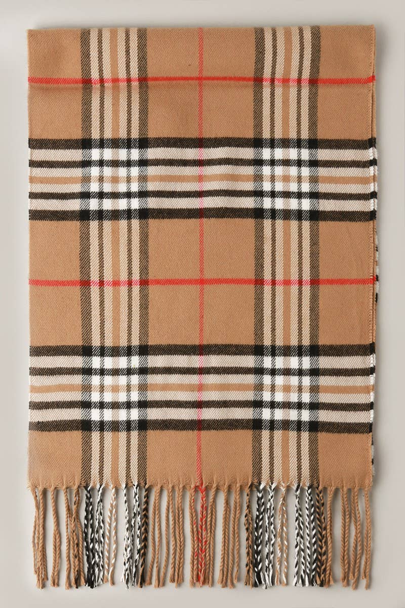 Tartan Muffler Scarf Brown