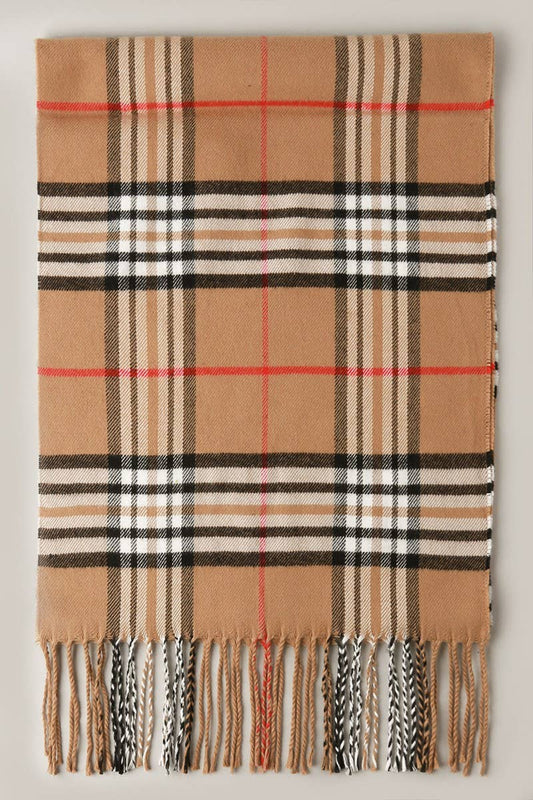 Tartan Muffler Scarf Brown