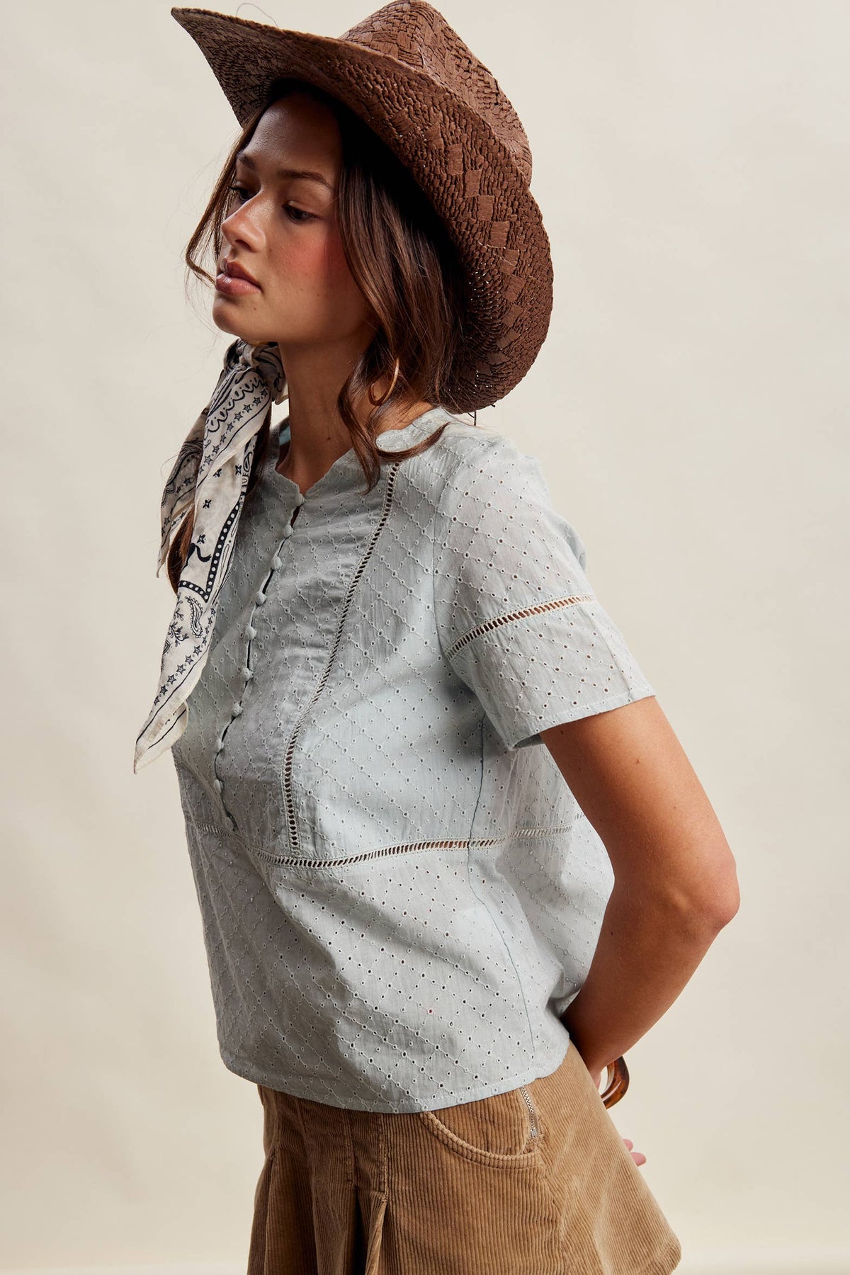 Blue Poppy Eyelet Blouse