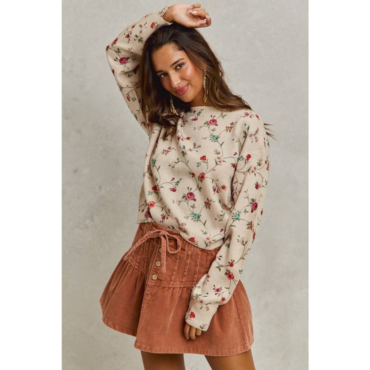 Blossoming Vine Knit Sweater