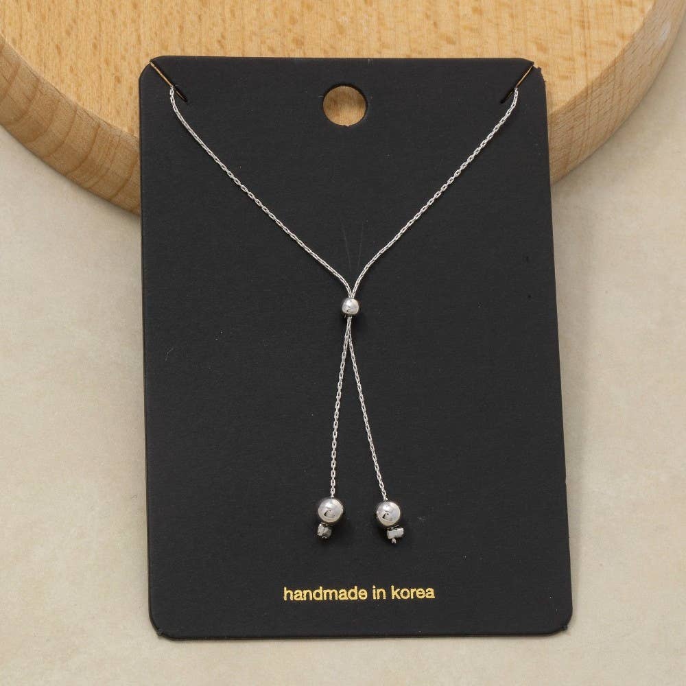 Chain Link Ball Bead Lariat Necklace