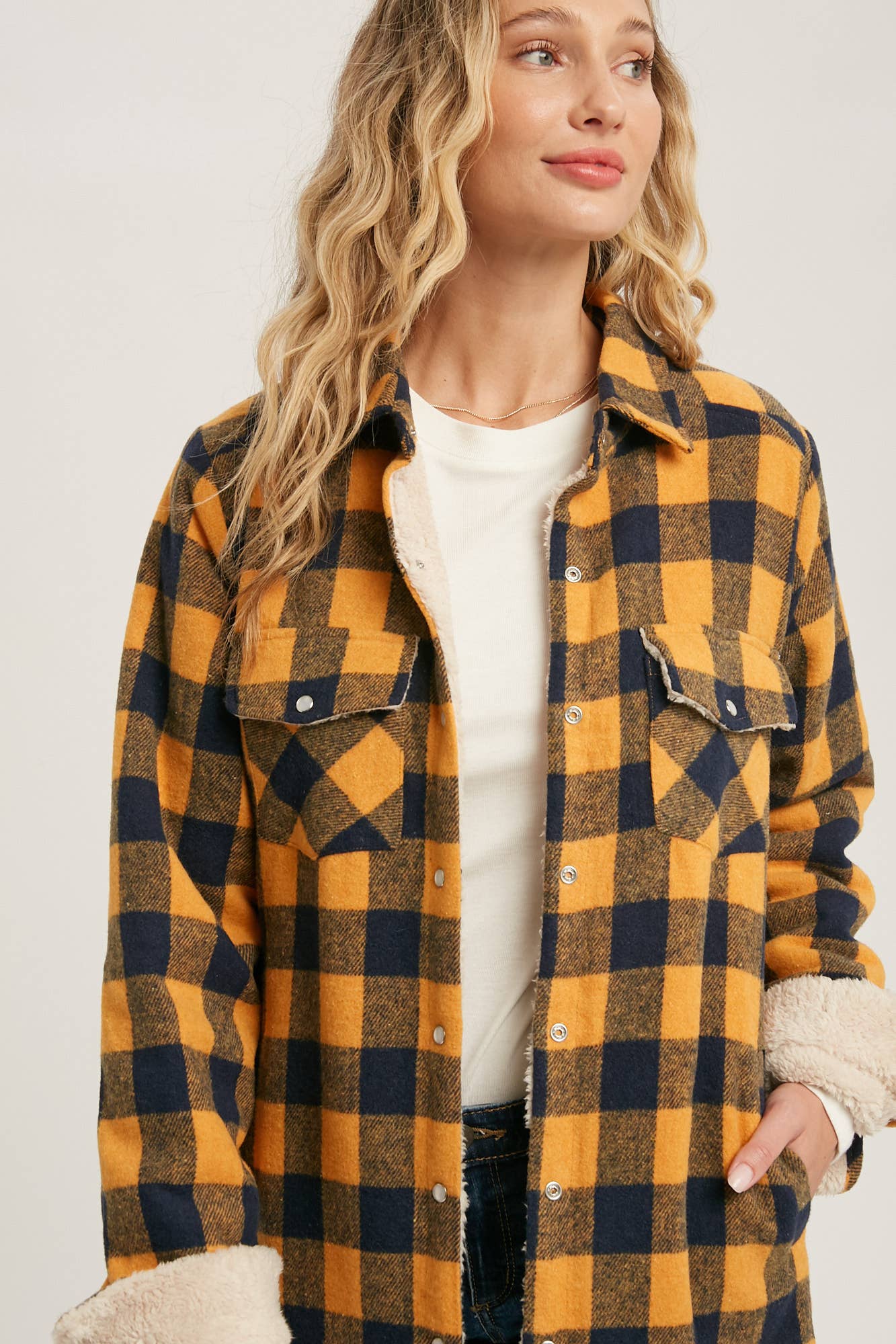 Buffalo Plaid Sherpa-Lined Shacket