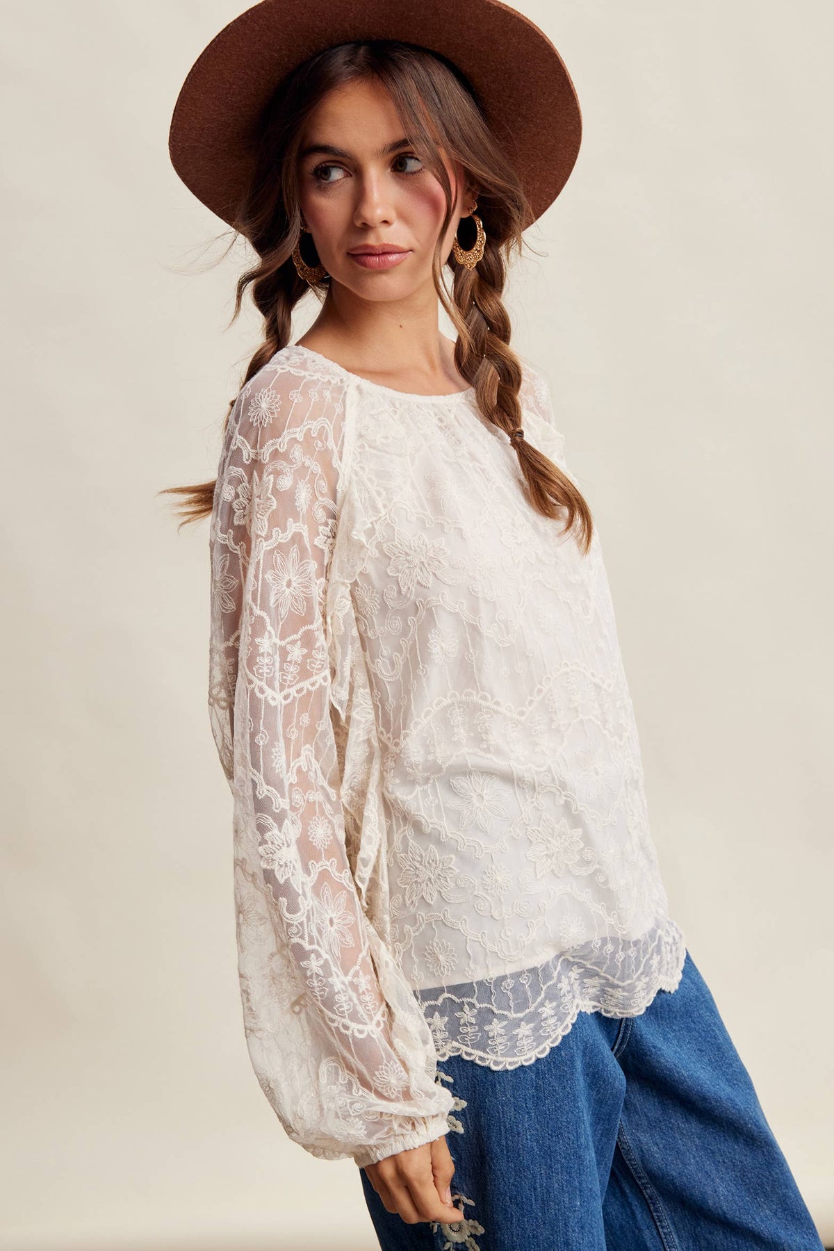 Bohemian Ruffled Lace Blouse