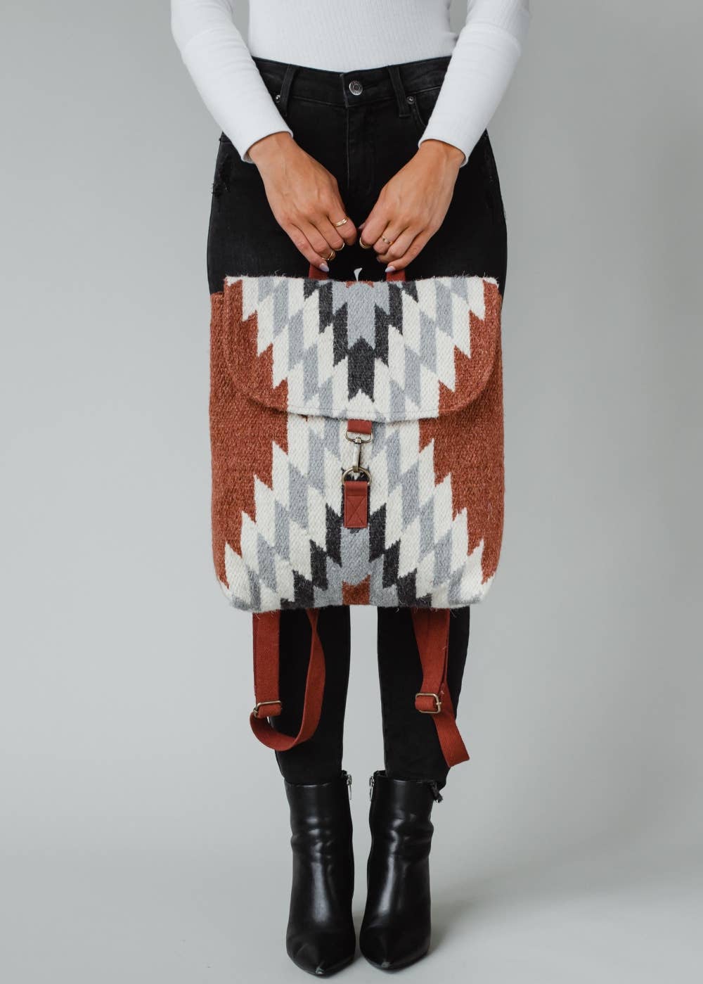 Rust, Cream & Gray Aztec Backpack
