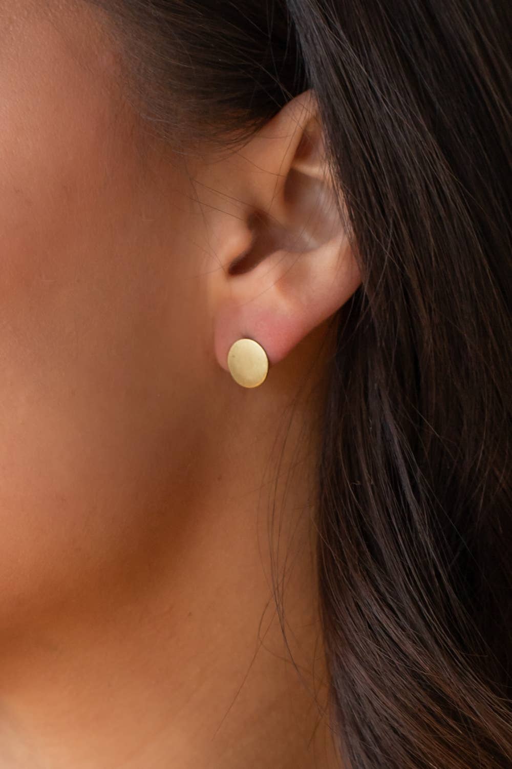 Gold Circle Stud Earrings